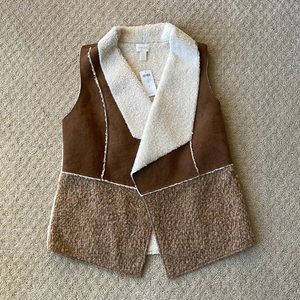 Chico’s Faux Suede Sherpa Vest NWT Size1